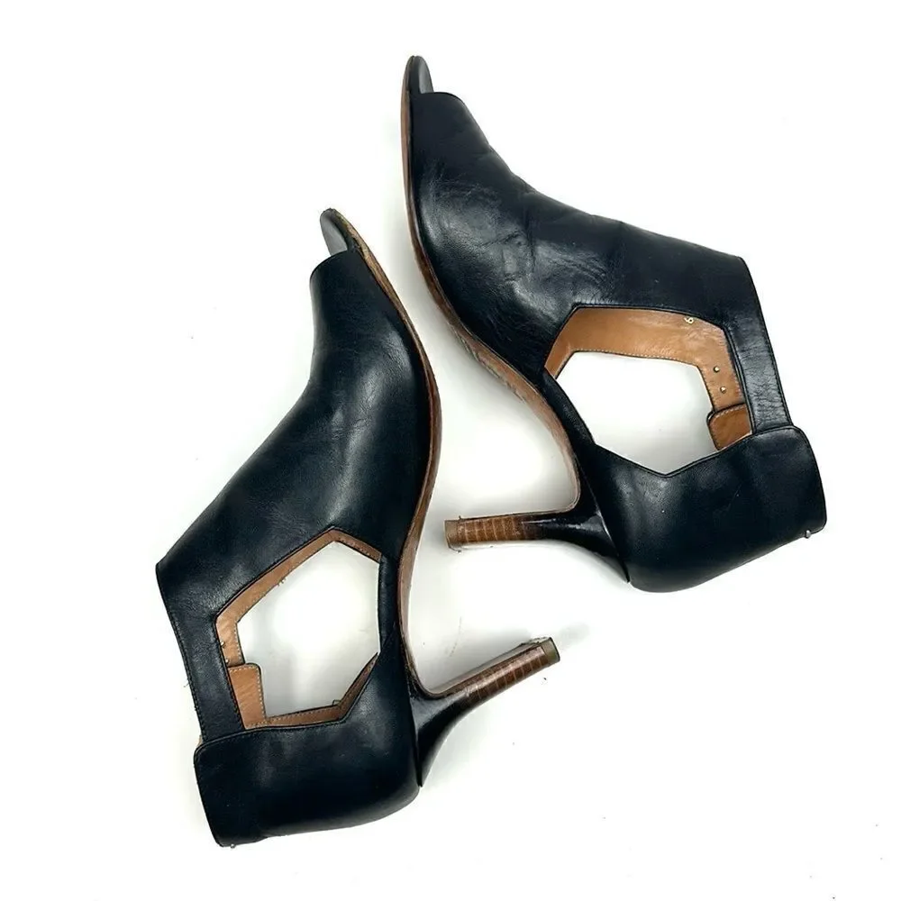 Maison Martin Margiela Black Leather Ombre Heels Open Toe Side Buckle Italy 39